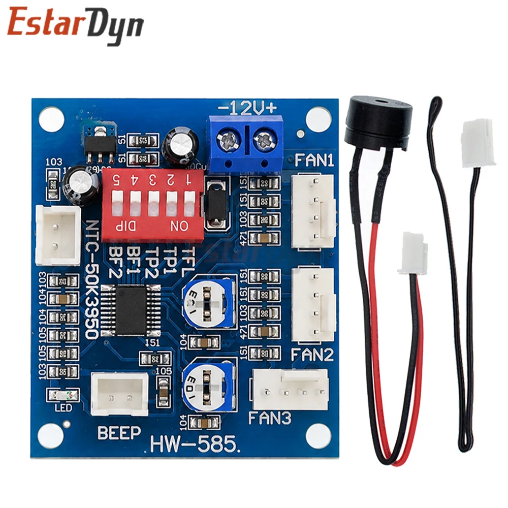 Estardyn DC 12V 5A PWM PC CPU Fan Temperature Control Speed Controller Board Speed Controller Temperature Probe Buzzle