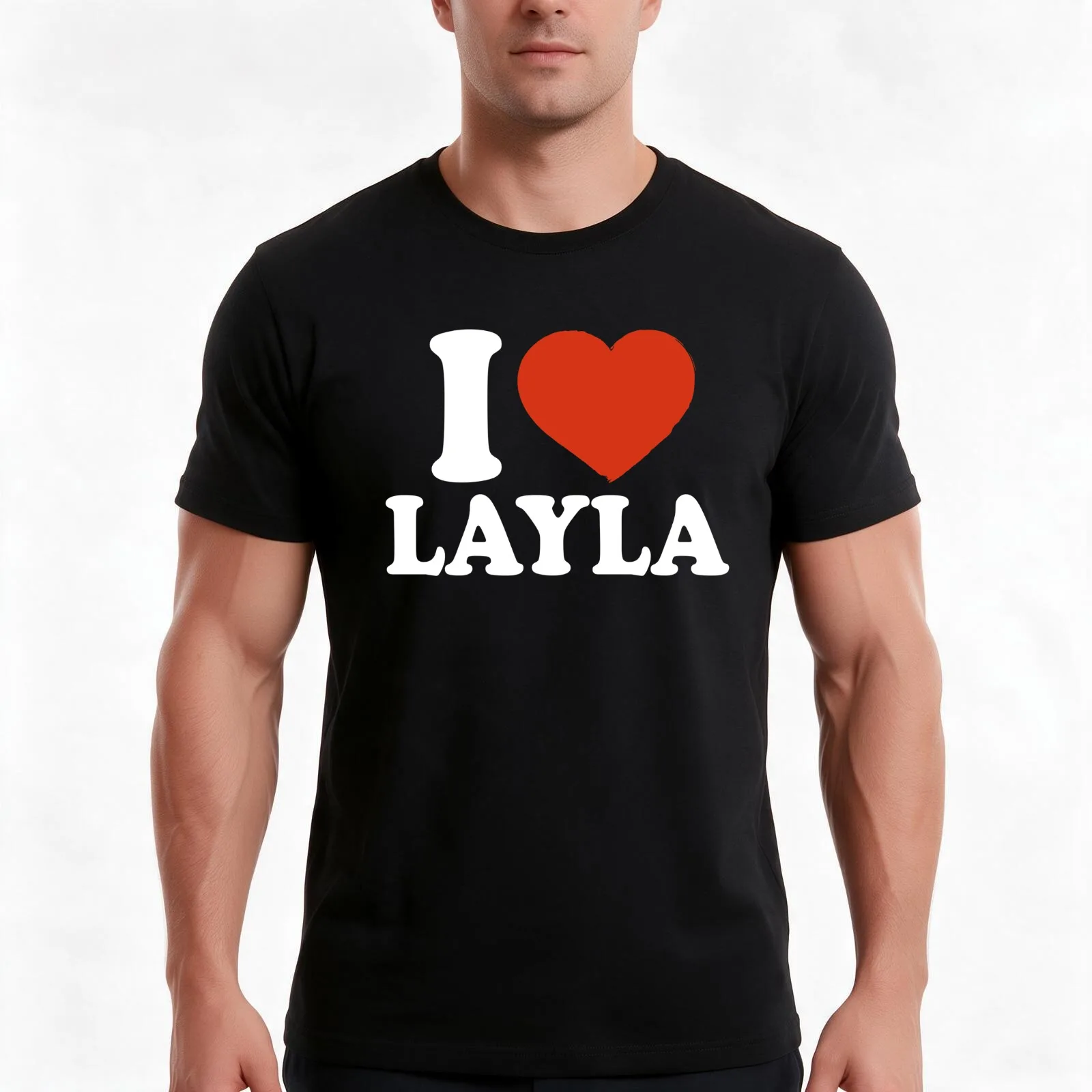 I Love Layla T-Shirt, Summer Casual Cotton Tee, Oversized Streetwear Tops, Vintage Graphic Print, Loose Fit Short Sleeve