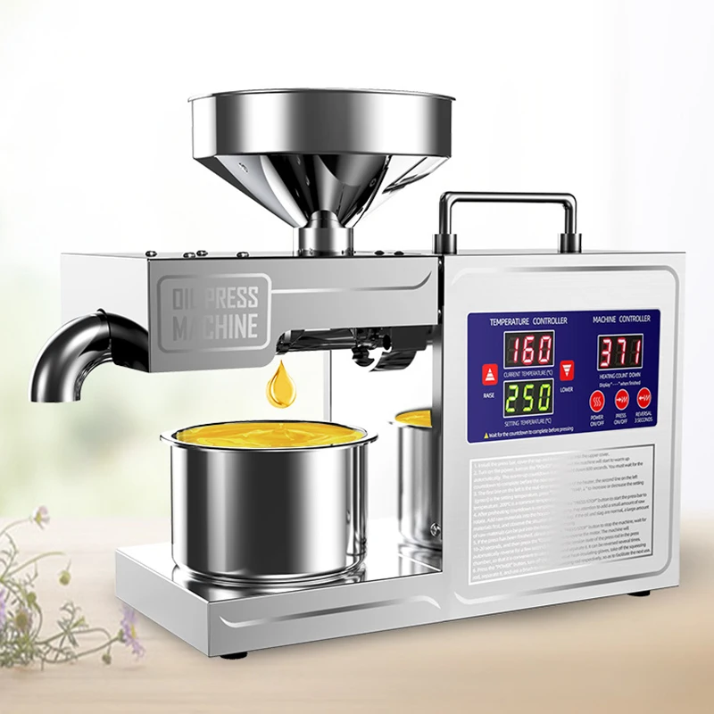 Stainless Steel Oil Presser Cold Hot Oil Press Machine 110/220v Flaxseed Oil Extractor Peanut Sunflower Seeds Almond Oil Presser