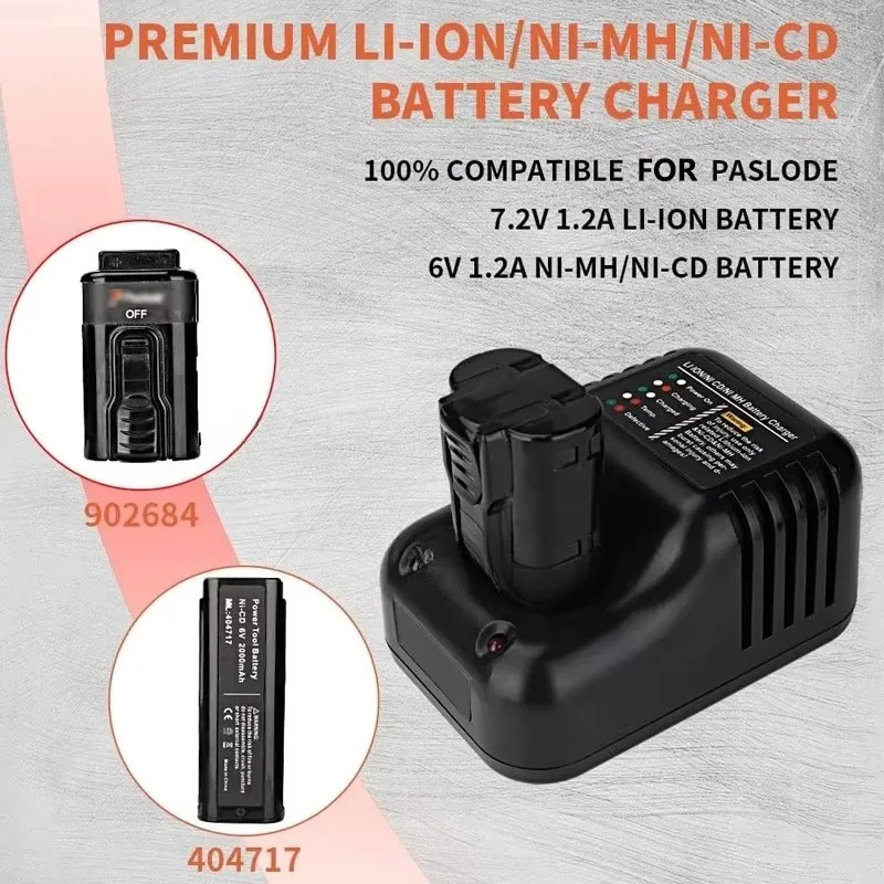 For Paslode Battery Charger All-round Heat Dissipation Intelligent Protection System Battery Chargers 2 in 1 Lithium-ion/NiCD