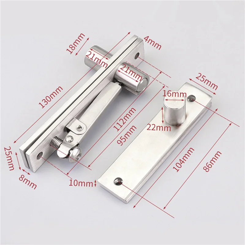 

ABFI 2X Pivot Hinge Stainless Steel Closet Door Hinges Rotation Hinges For Wooden Door Heavy Duty Closet Hinges