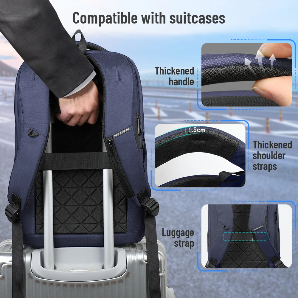 HK Business Travel Backpack Men Waterproof  17.3 Inch Laptop Backpack with USB Port Casual Daypack for Work College Computer Bag