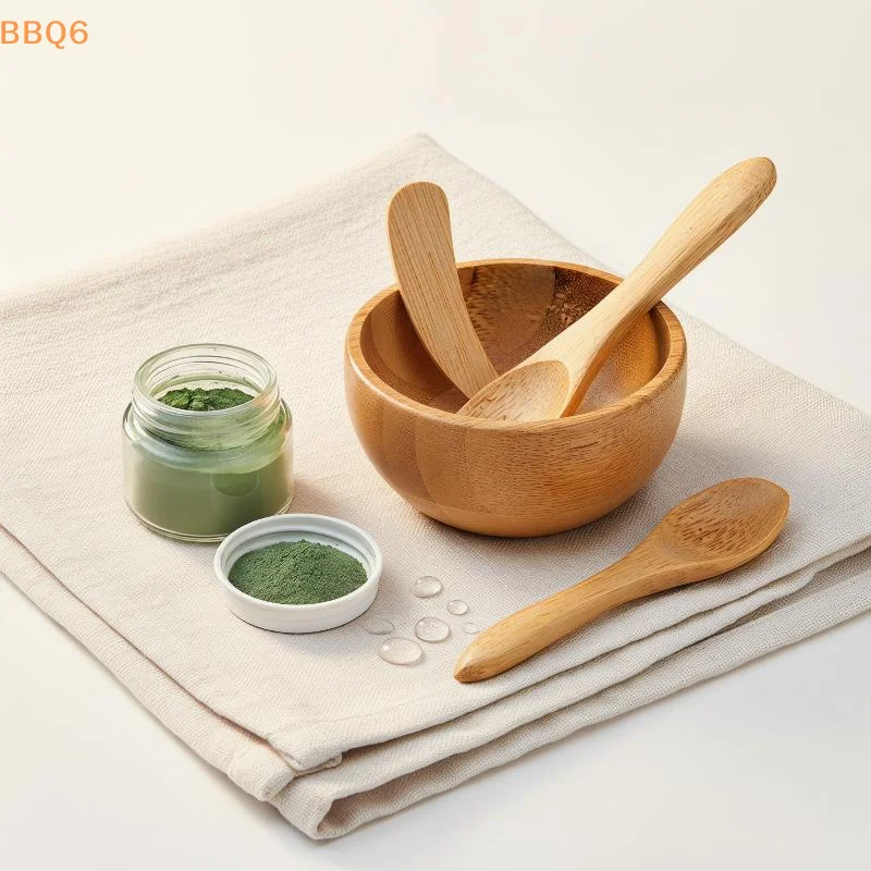 *3Pcs Mini Size Bamboo Diy Face Mask Mixing Bowl With Spoon &Stick Aromatherapy Bowl Set Massage Oil Face Care Makeup Tool Kit