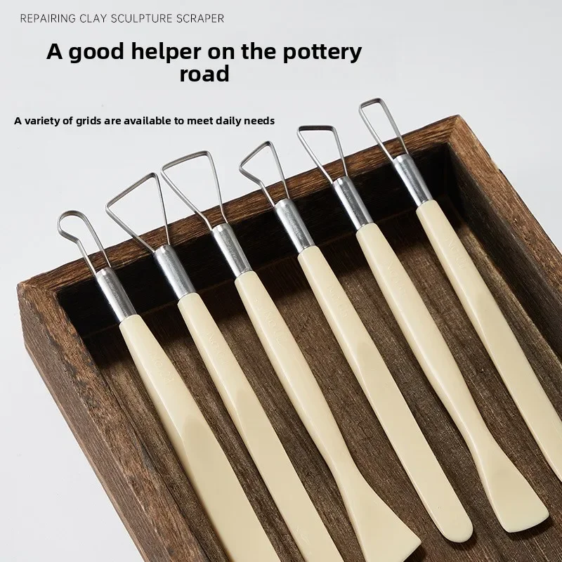 Pottery clay scraper Plastic 6-piece set of art supplies Sculpture modeling tools Soft pottery art supplies