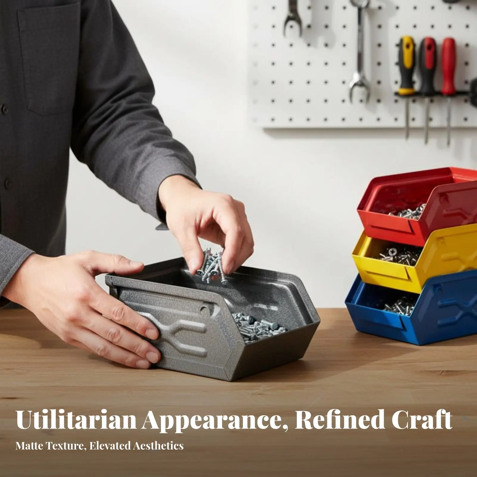 

Многофункциональный контейнер для инструментов: цветные штабелируемые ящики для деталей, прочная конструкция, экономия места – для любителей DIY, хобби, мастерских и гаражей