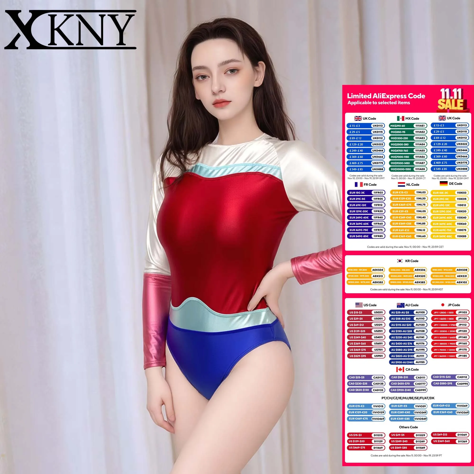 

XClocKNYoung атласный глянцевый купальник боди с длинными рукавами XCKNY глянцевый купальник с цветными блоками косплей комбинезон с горячими источниками