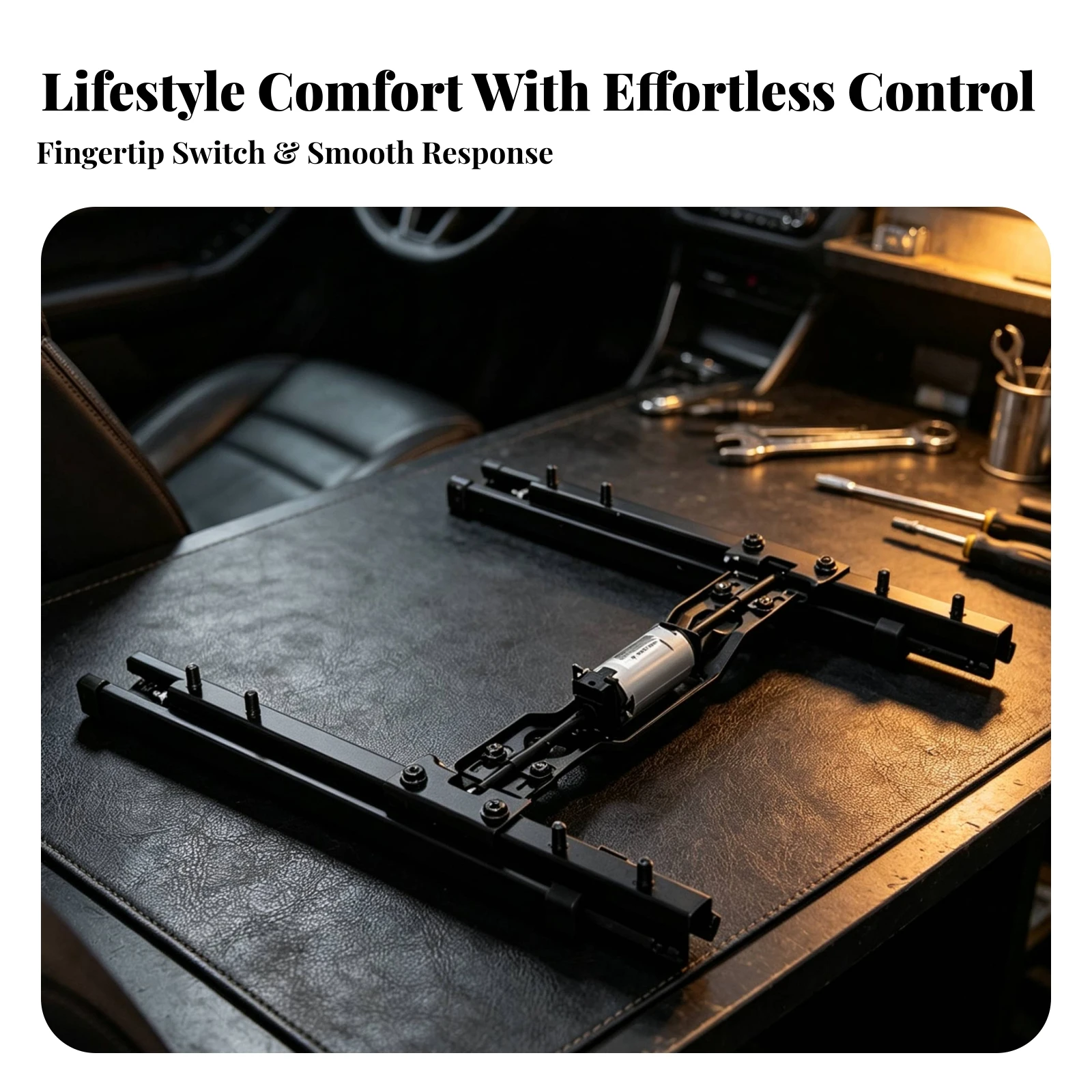 Electric Seat Slide Base Powder-Coated Motorized Seat Slider Hardware Steel Heavy-Duty for Car Builders, RV Van Conversion