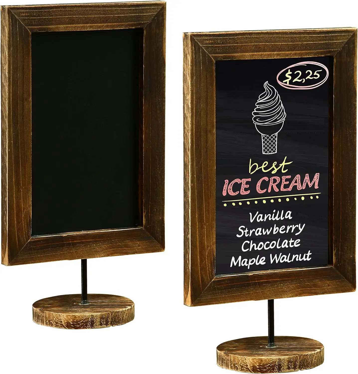 

Chalkboard Signs Set of 2, 12x7 Inch Mini Chalkboard Signs for Tables, Rustic Wood Frame with Stand, for Home Kitchen Office
