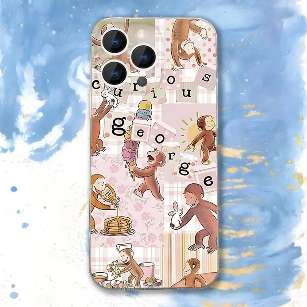 Custodia trasparente Mokey C-Curious G-Georges adatta per iPhone 11 12 13 14 15 16 17 Pro Max Plus X XS XR SE E Mini Custodia protettiva