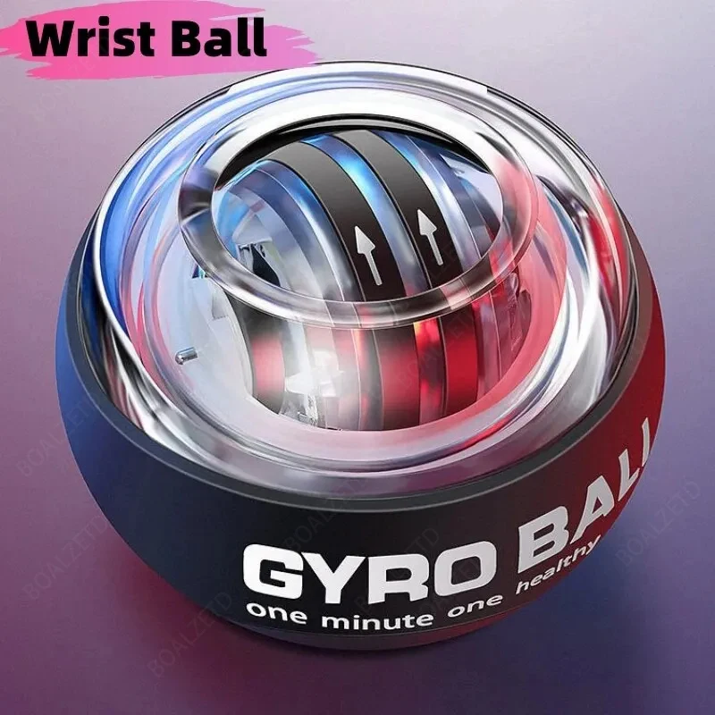 LED Wrist Power Ball Trainer Auto-Start Gyroscopic Grip Gyro Ball Strengthener Arm Home Fitness Hand Muscle Forearm Exerciser