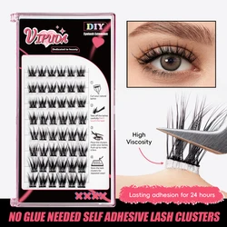 Vipuda Self Adhesive Cluster Lashes Press on No Glue Needed Segmented Eyelashes Reusable DIY Individual Eyelash Extension