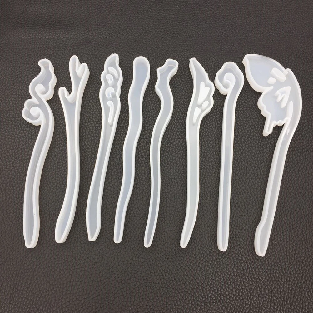 

5pcs Hairpin Molds Diy Mirror Silicone Craft Tool For Jewelry Making Hair Stick Accessories Manual Silicone Glue Molds