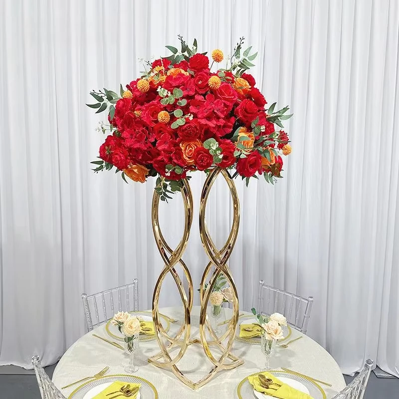 Goldener Metall-Blumenständer als Mittelstück für Hochzeiten, Metallhalterung für Blumen-Mittelstücke, 4-10 Stück – Detail 5