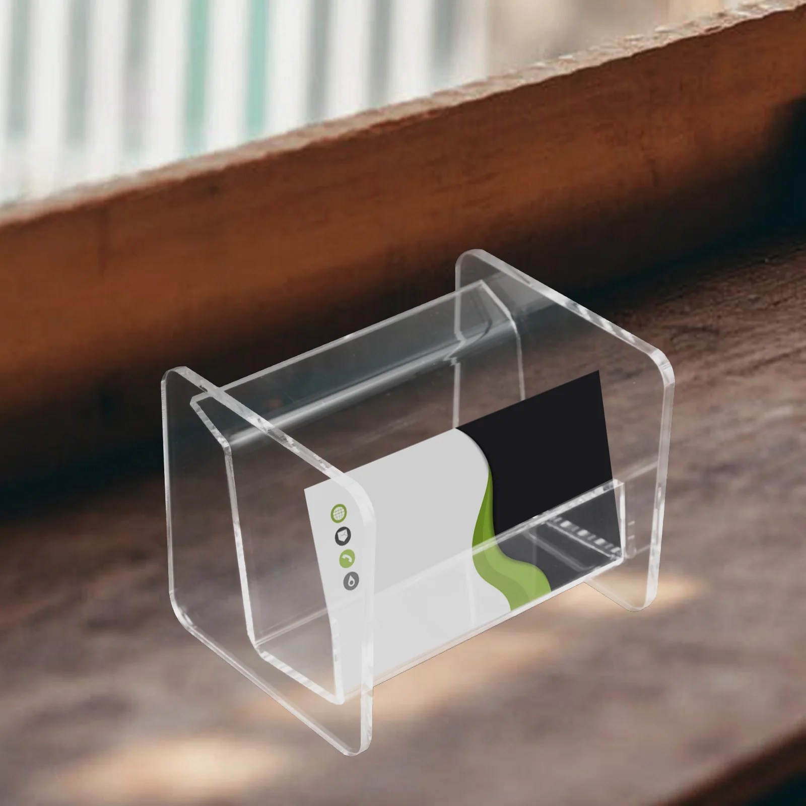 1pc Acrylic Business Card Holder Desk Display Rack Transparent Name Cards Organizer Storage Stand for Office Table