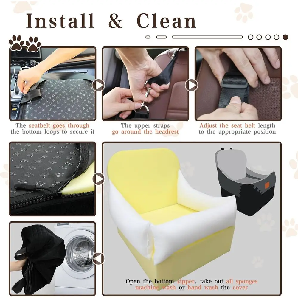 Assento de reforço para animais de estimação portátil e lavável de 7 polegadas para cães pequenos e médios