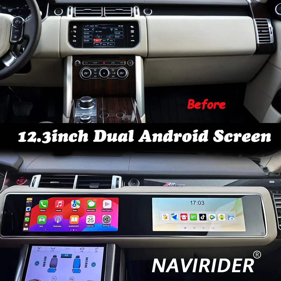 12.3+12.3“ Dual Screen For Land Rover Range Rover 2014-2019 Android 14 Car Radio Carplay GPS Navigation Multimedia Video Stereo