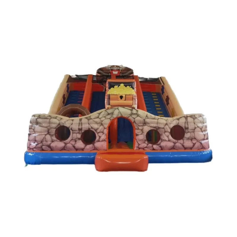 New Design 12m*9m*8m 0.55mm Pvc Super Inflatable Castle with Slider Bouncy Dry Slider Kids Inflatable Playground Obstacle Game