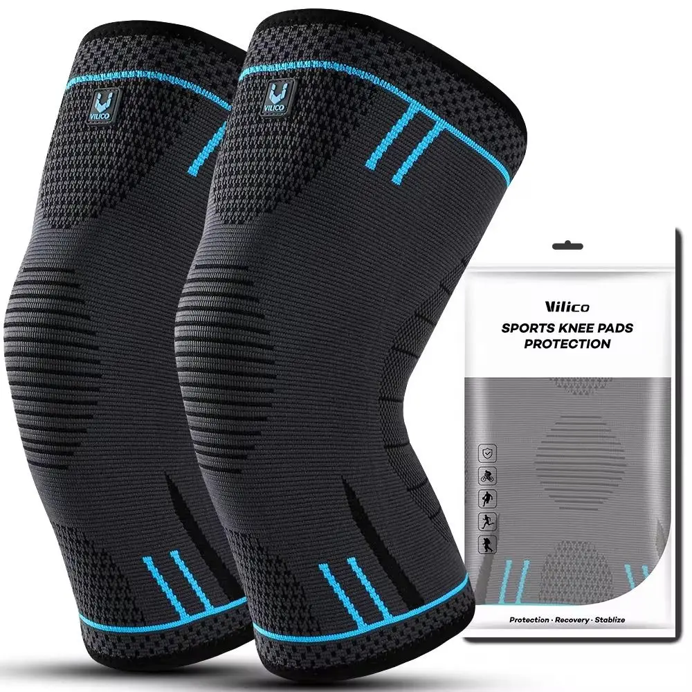 Suministros deportivos rodilleras de compresión de nailon negro rojo azul rodillera elástica rodillera soporte Unisex