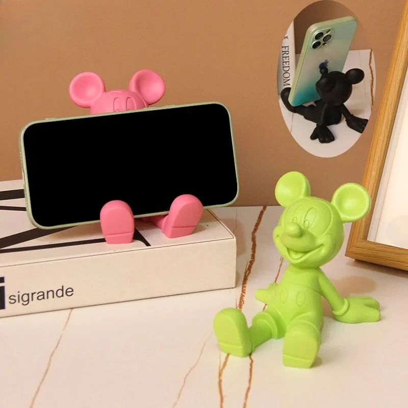 

Cute Mickey Phone Holder Cartoon Desktop Ornaments Resin Decorations Bracket Mobile Phone Base Child Birthday Gifts