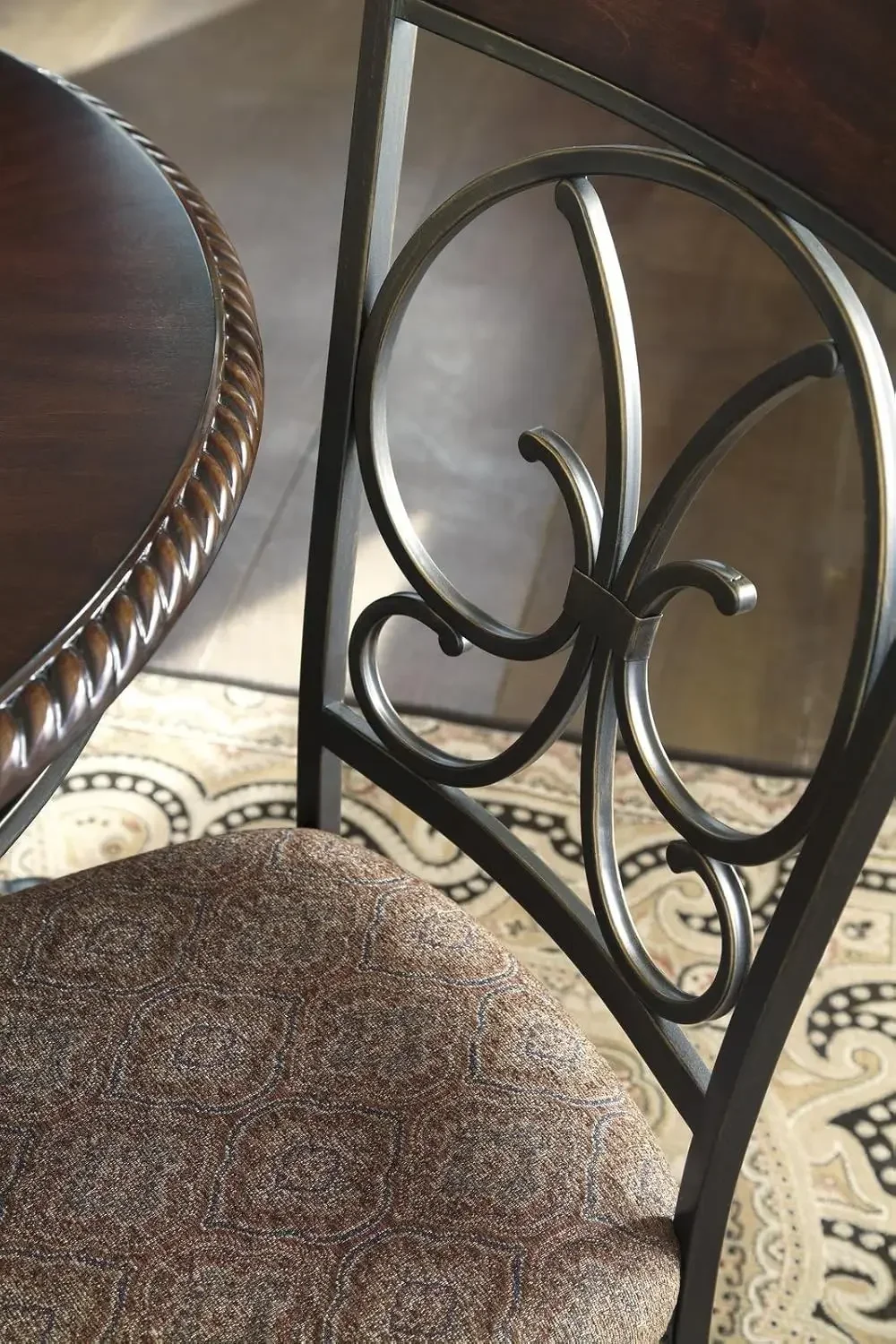 Glambrey Old World Dining Chair with Cushion, 4 Count,, Brown