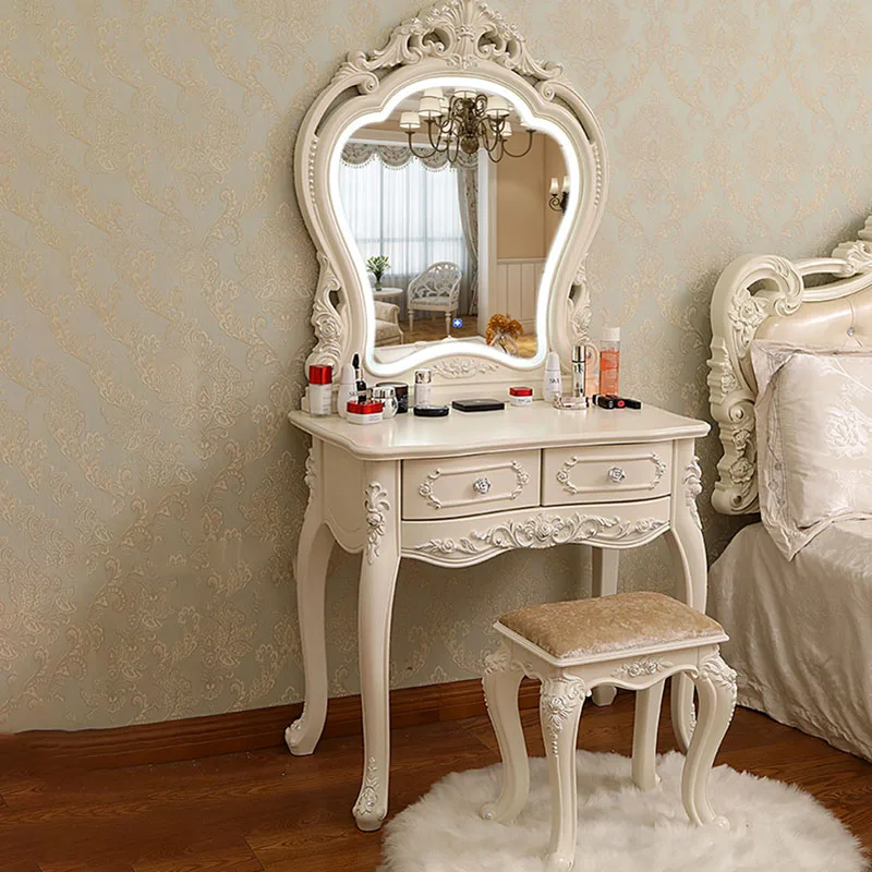 

Luxury Led Lights Dressing Table Girls Nordic Home Storage Dressing Table Bedroom Modern Coiffeuse De Chambre Decoration