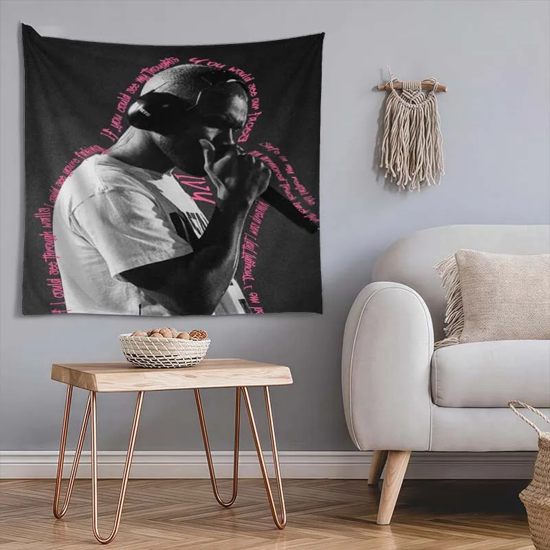 1pc Frank Ocean Lyric Portrait Tapestry, Musician Wall Hanging, Cool Room Stuff, Large Size, Polyester 2D Print, Bedroom Stuff,