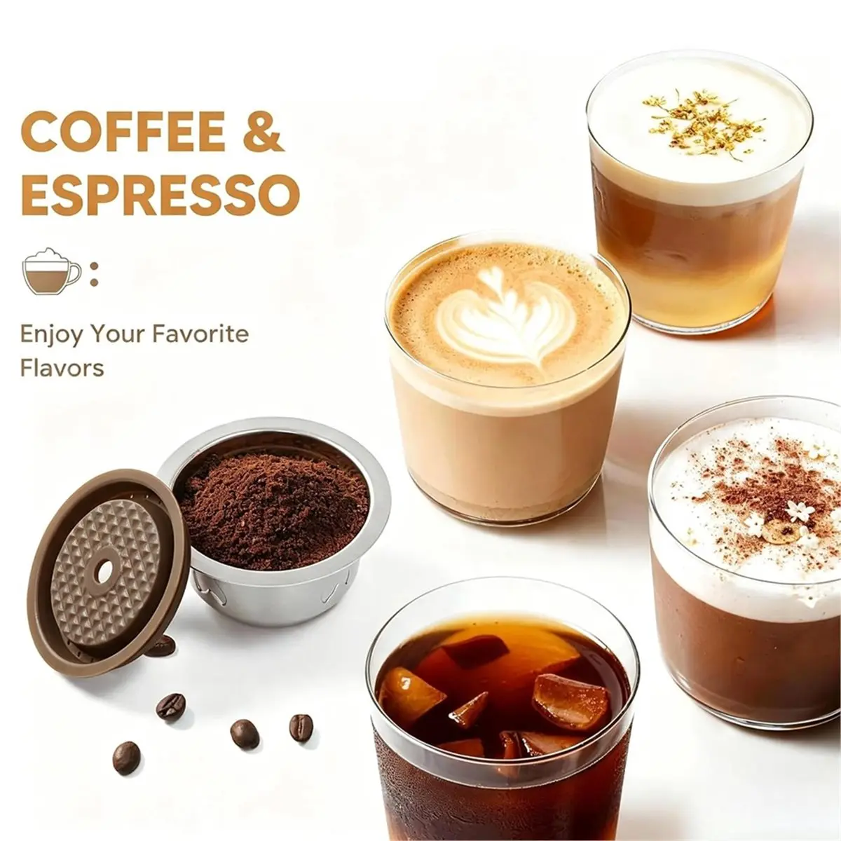 Stainless Steel Reusable Coffee Pods for Vertuo Refillable Coffee Capsule Compatible for VERTUO