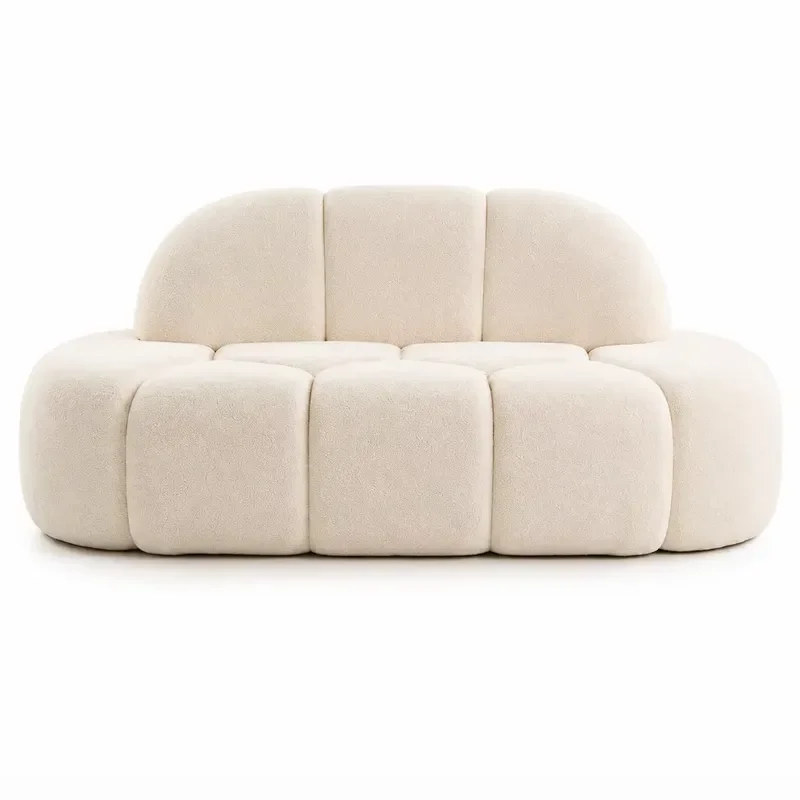 Modern Modular Three Seat L-Shape Sectional Sofa Boucle Fabric Comfortable Cushions Contemporary Living Room Furniture