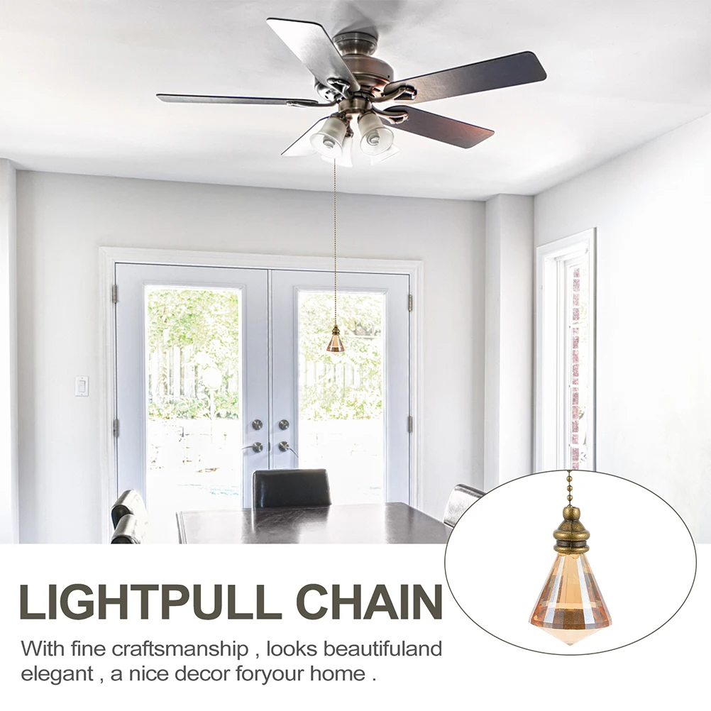 

2pcs Crystal Pendant Chain for Ceiling Fan Pull Lamp Decorative Handle Smooth Bead Chains Long Use Hardware Accessories