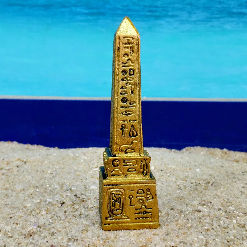 Obelisk Harz-Ornament mit Inschrift, spitz zulaufender Turm, Altägyptischer Gedenk-Souvenir, Pharao-Tischdekoration, Geschenk – Detail 6