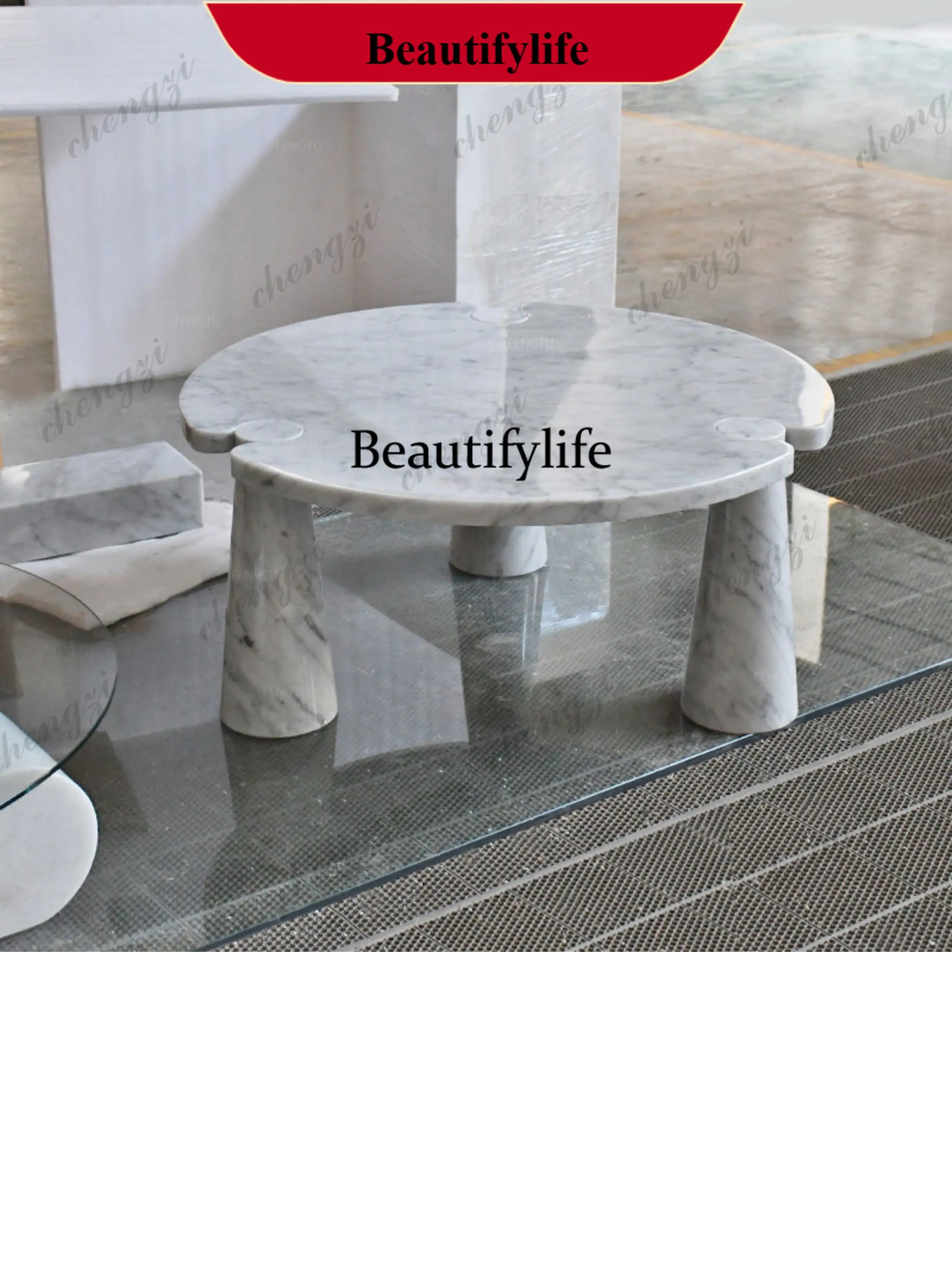 z183 Italian minimalist natural black and white root marble coffee table, creative villa hotel sales department tea table