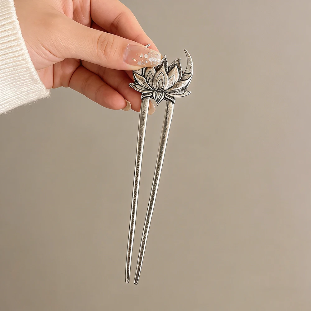Einfache, elegante Wikinger-Haarspange im Retro-Lotus-Stil, U-förmig, für Damen, trendige, vielseitige Haaraccessoires im norwegischen Stil für Partys – Detail 4