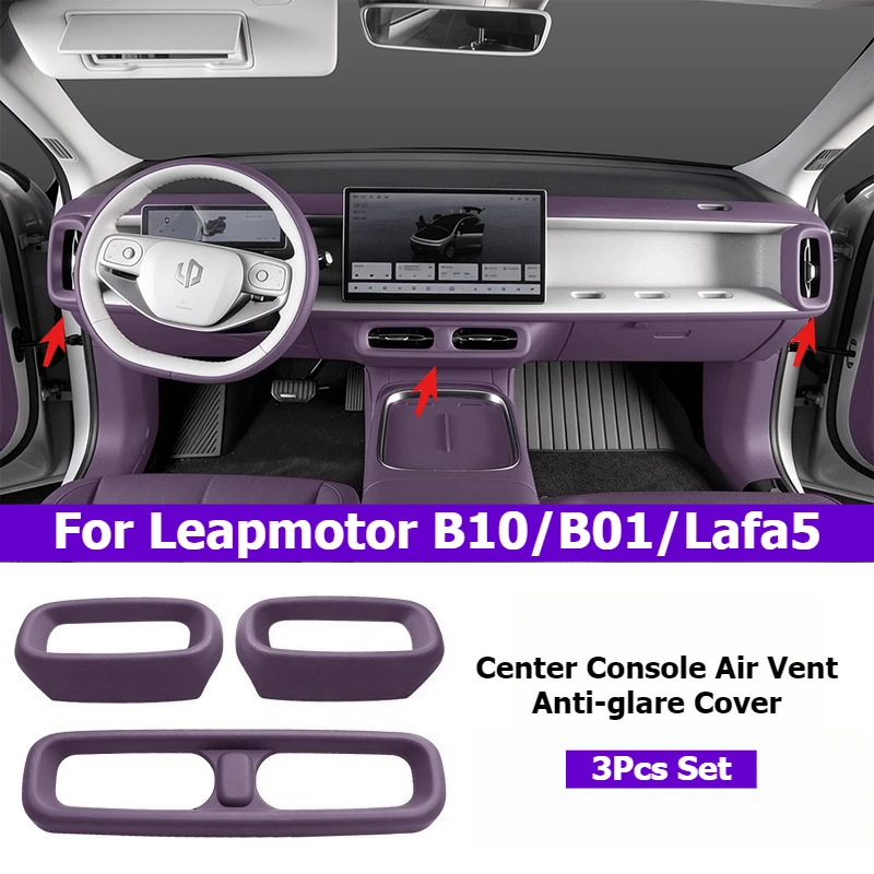 

For Leapmotor B10 B01 Lafa5 3PCS Car Center Console Air Vent Dashboard Protective Cover Outlet Sticker Car Interior Accessories
