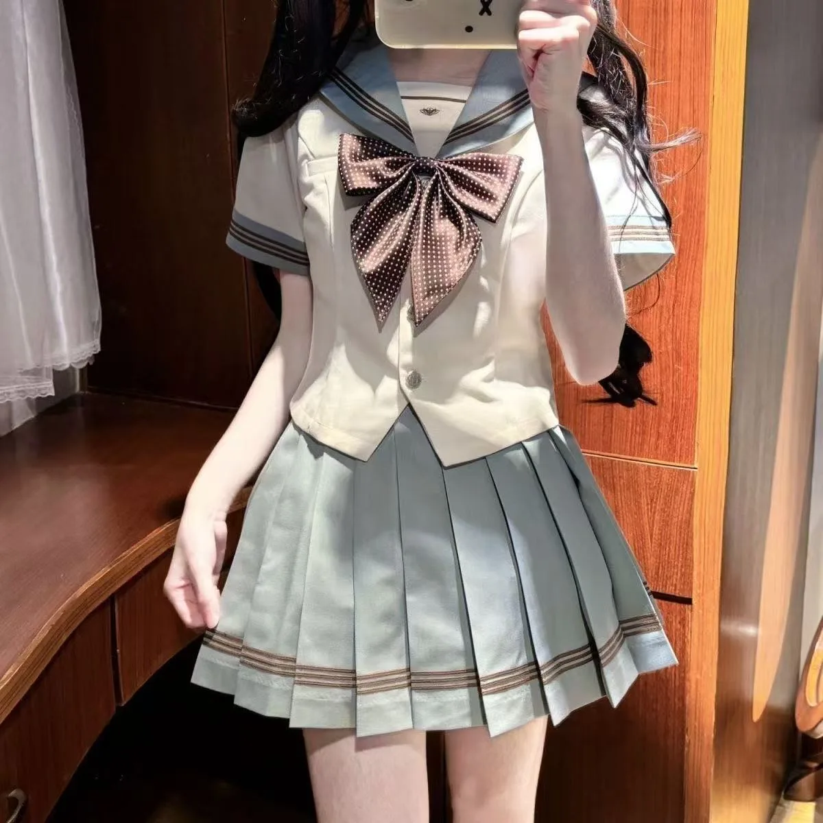 Uniforme escolar japonés para niña, uniforme jk, uniforme escolar, corbata de lazo bohemia, versión femenina, traje de marinero, traje con falda plisada