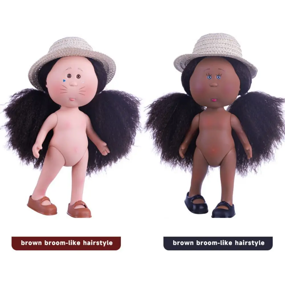 

Fashion Curly Hair 24cm Bean Eye Vinyl Dark Skin Dress Up Mia Potato Movable 24cm Action Figure Body Children Gift