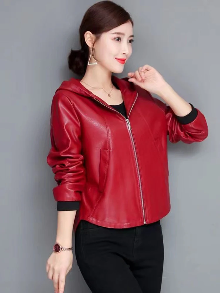 Jaet de motard en cuir véritable pour femme, ample, automne-hiver, manteau coréen Sle, en peau de mouton, Long, fermeture éclair, Design