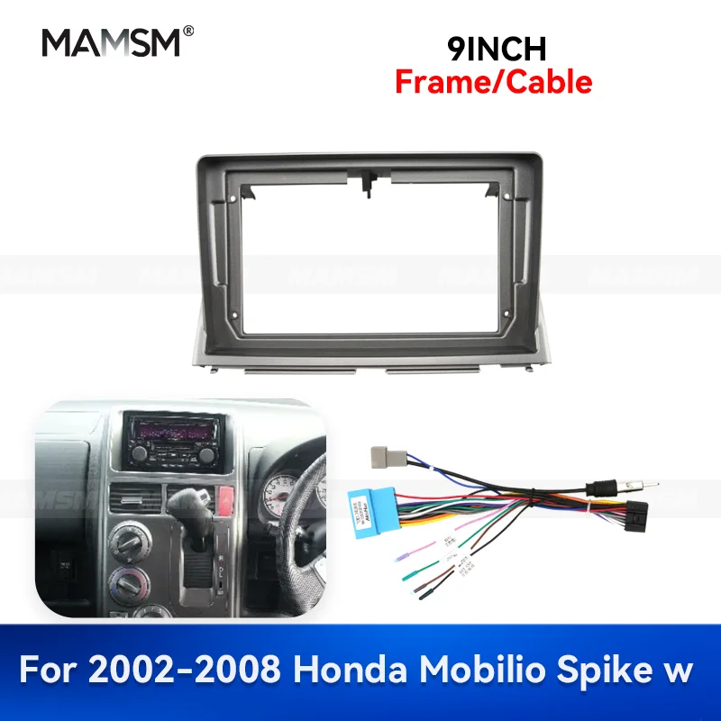 MAMSM 9 INCH For Honda Mobilio Spike W 2002-2008 Android Car Radio Fascia Stereo Frame Multimedia Navigation Wiring Harness Kit
