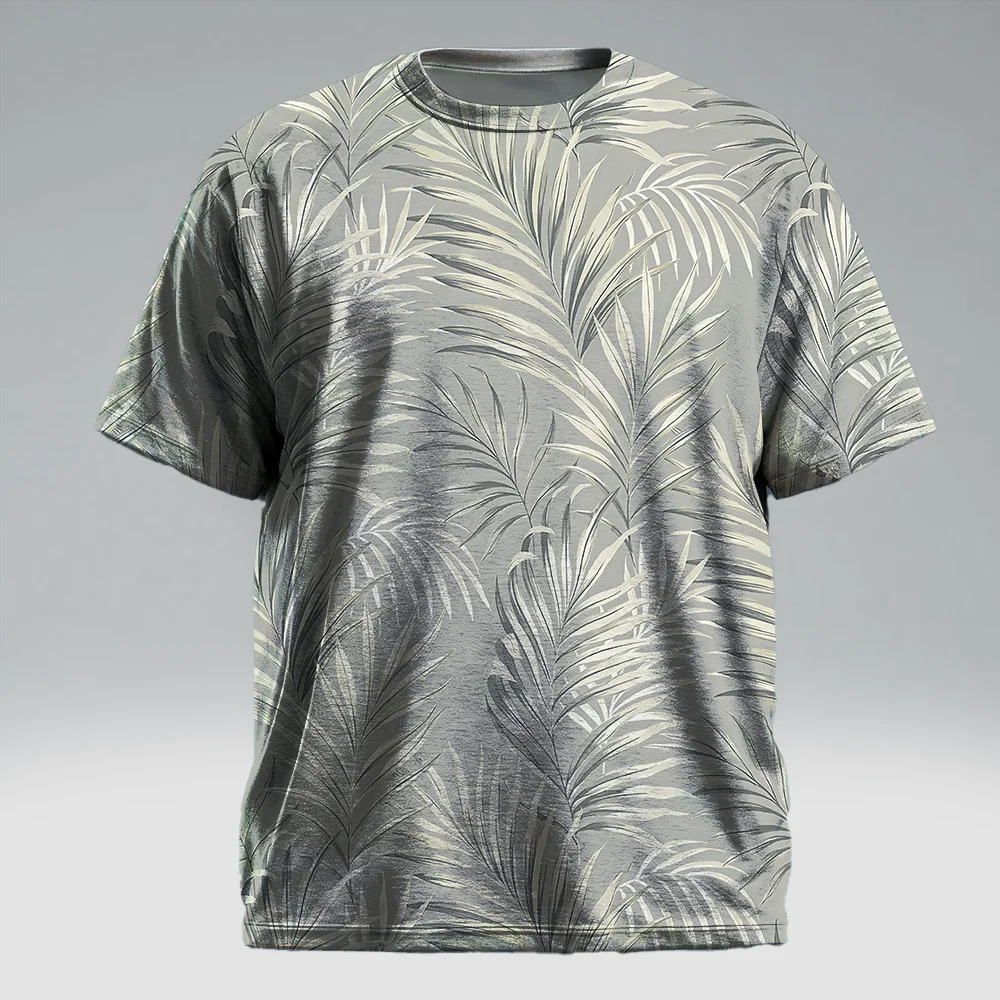 

Мужская футболка с коротким рукавом больших размеров S-9xl: Vibe Coconut Tree — элегантные тропические принты на ладони, устойчивые к морщинам,