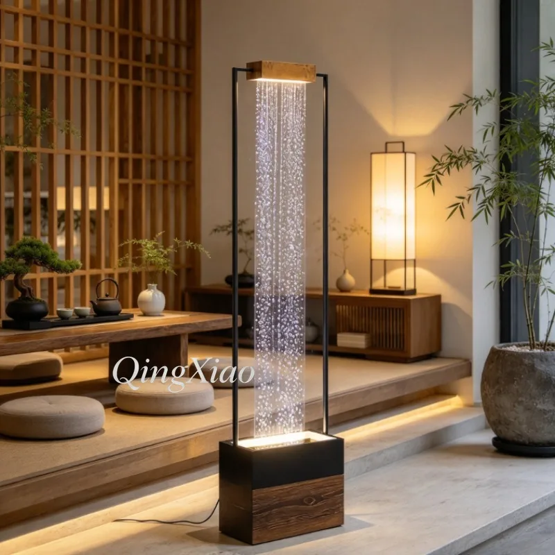 Floor Standing Water Curtain Fountain Modern Minimalist Indoor Water Feature For Living Room Entrance Hall Home Decor Ornament