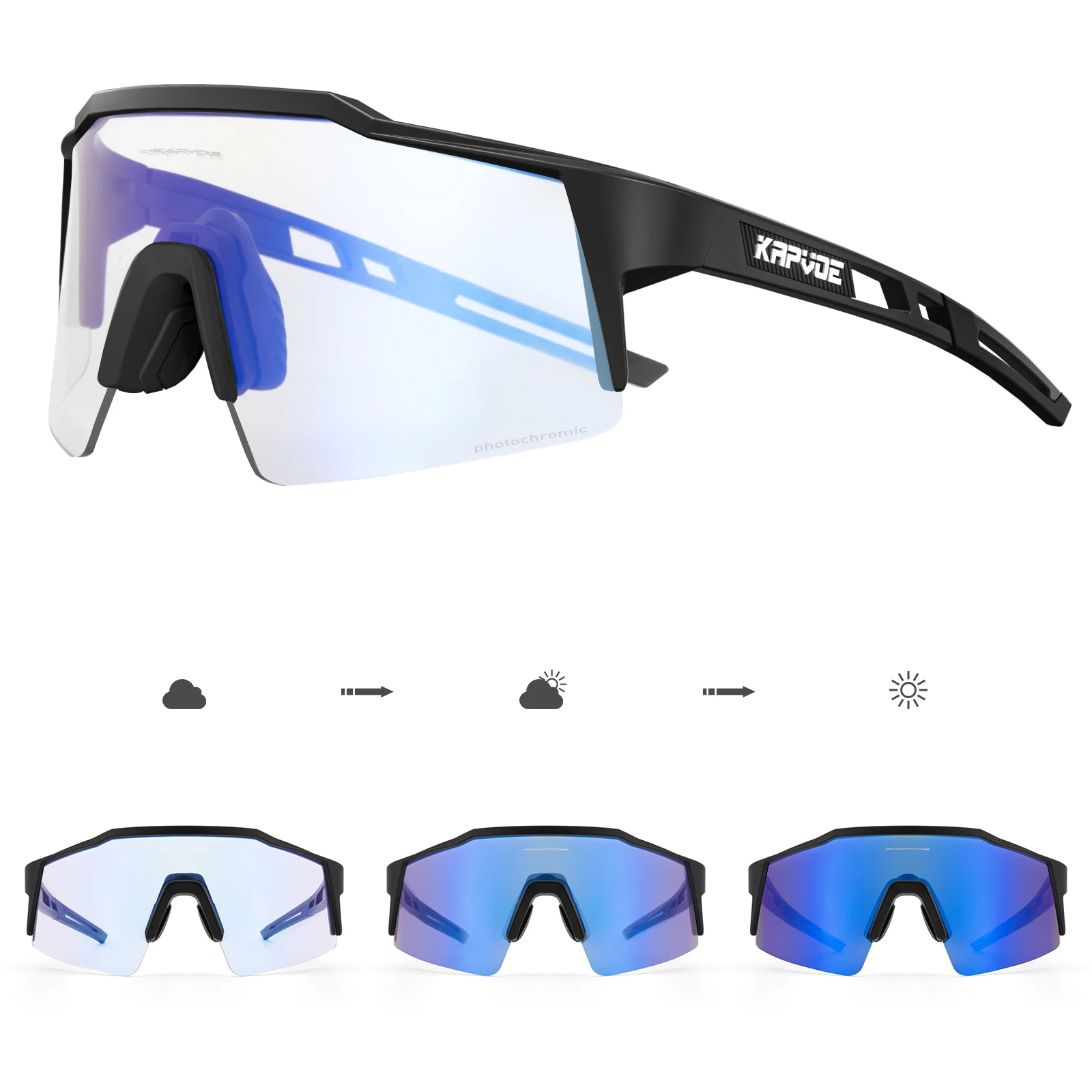 KAPVOE Photochrome Radfahren Sonnenbrille Männer MTB Radfahren Glasse Frauen Straße Fahrrad Brille UV400 Outdoor Fahrrad Sonnenbrille