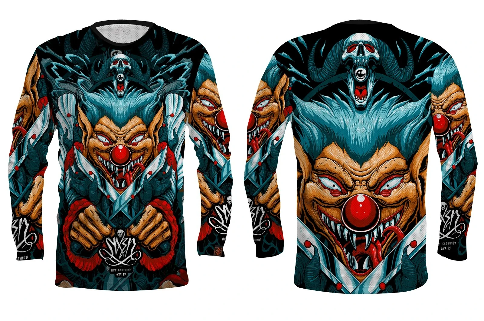 Motocross Jerseys, Riding Gear, Evil Clown Skull Tops, Off-road Riding Shirts, Racing-graphic T-shirts, Streetwear-style Apparel