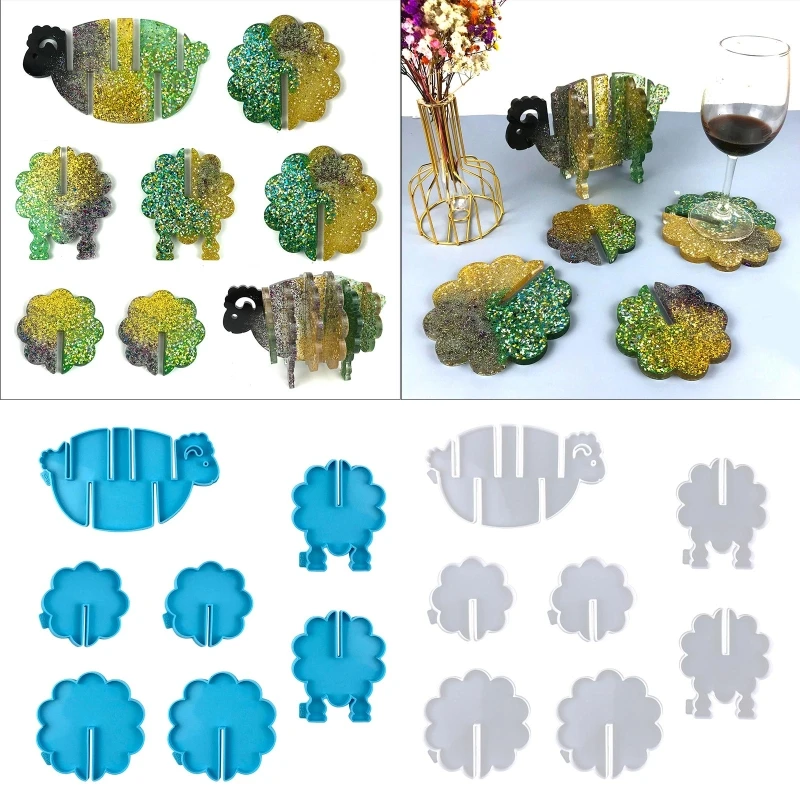 

1 комплект, подставка для животных и овец со стойкой для хранения, УФ-кристаллическая эпоксидная форма, коврик для чашки, форма