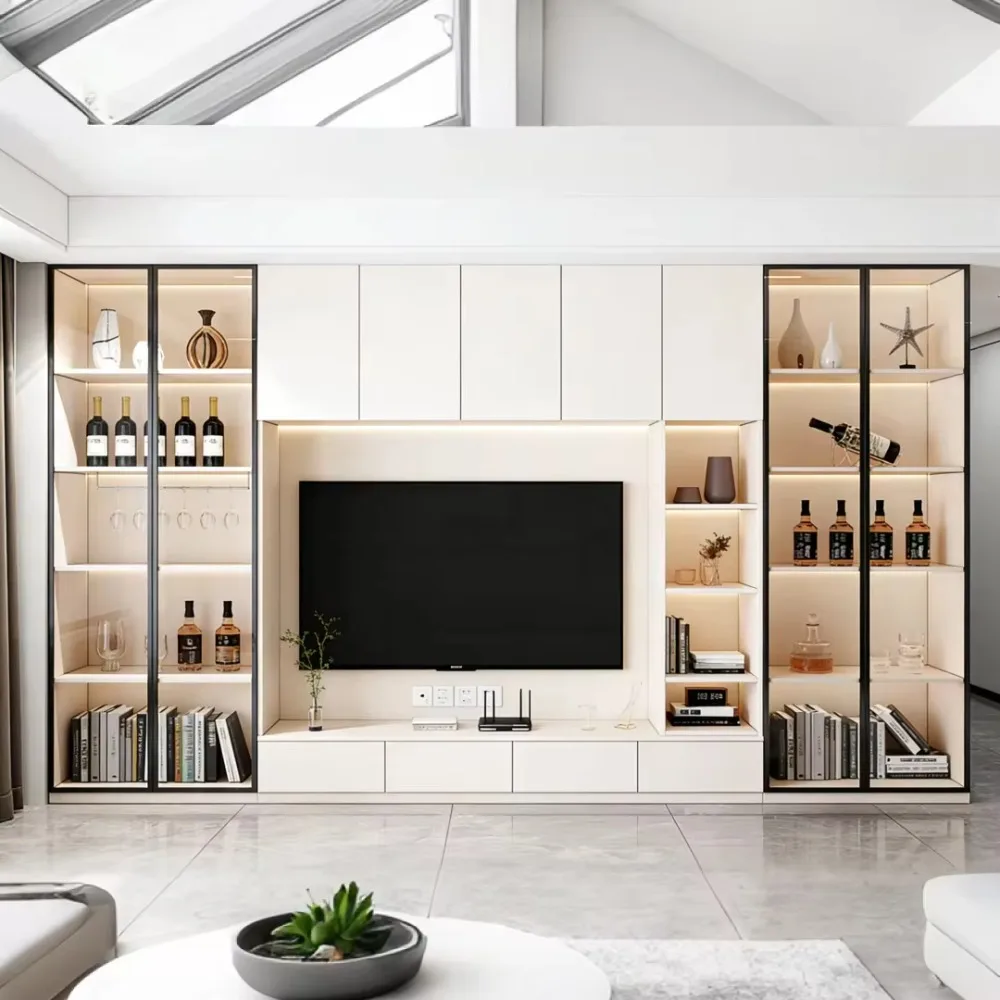 Manufacturer Price Customization Durable Modern Wood TV Cabinet Unit Storage Living Room Apartment Home Furniture Wall Mounted