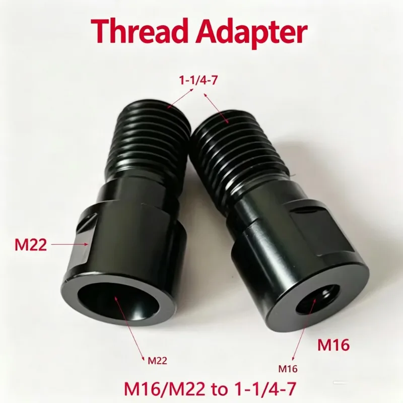 1 PC Thread Adapter, Female M16/M22 to Male 1-1/4-7 UNC, Diamond Core Drill Bit Adapter for Construction Drilling
