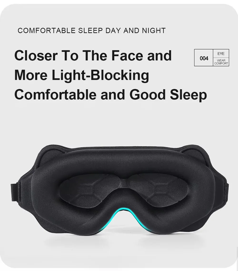 3D-Schlafmaske, Lichtblockierende Schlafmaske für die Augen, Weiche Schlafhilfe-Augenmaske für Reisen, Augenschutz, Atmungsaktive Schlafmaske für die Nacht – Detail 6