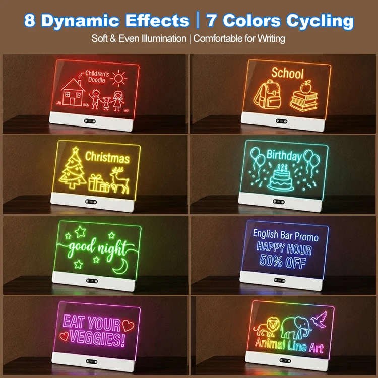 7 Color Dimmable 1500mAh Battery 8-13 Hours Working Type C Charging LED Drawing Board