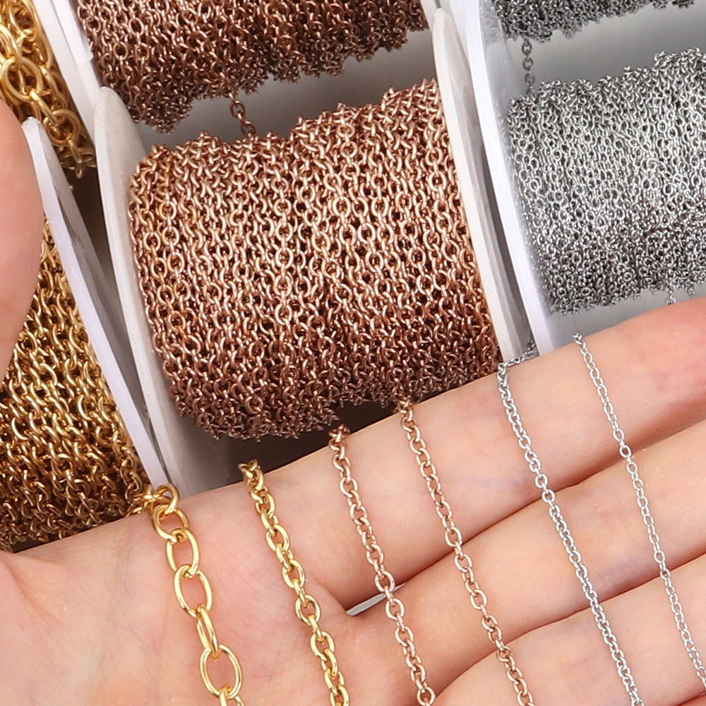 

10yard Stainless Steel Cross Chains For DIY New Fashion Men Women Minimalist Jewelry Making Necklace Choker Bracelet Accessories