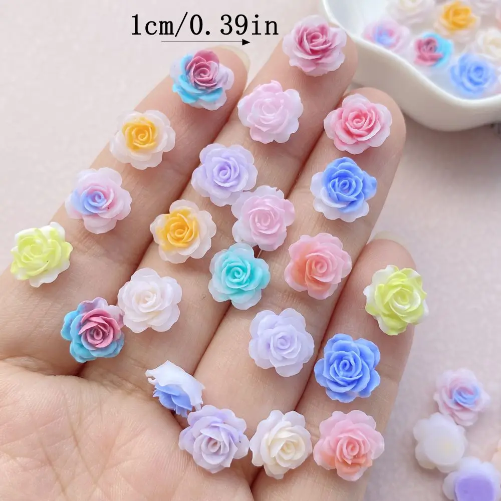 50Pcs New Cute Resin 10mm Mini Colorful Flowers Series Flat Back Manicure Parts Embellishments For Hair Bows  Accessorie