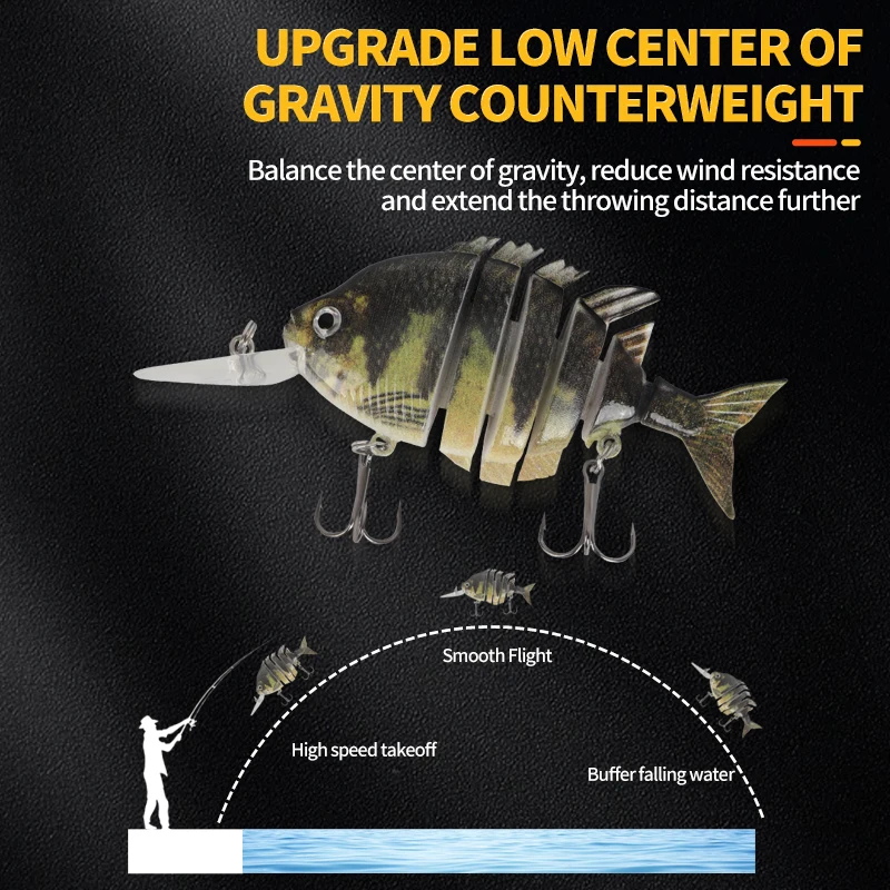 Multi Jointed Wobbler Fishing Lure 10cm 14g Artificial Hard Fishing Bait 6 Segments Bionic Long Tongue Tilapia Swimbait For Bass