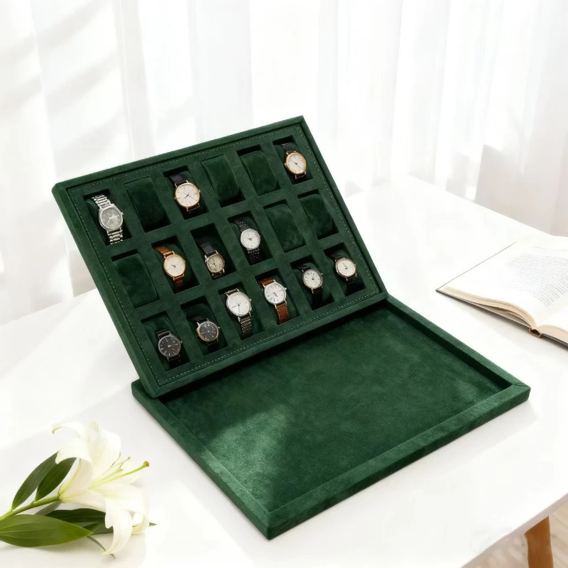 18 Slots Watch Boxes Flannel Organizer Display Watch Tray Jewelry Bracelet Storage Case Double Layer Luxury Watches Gift Box